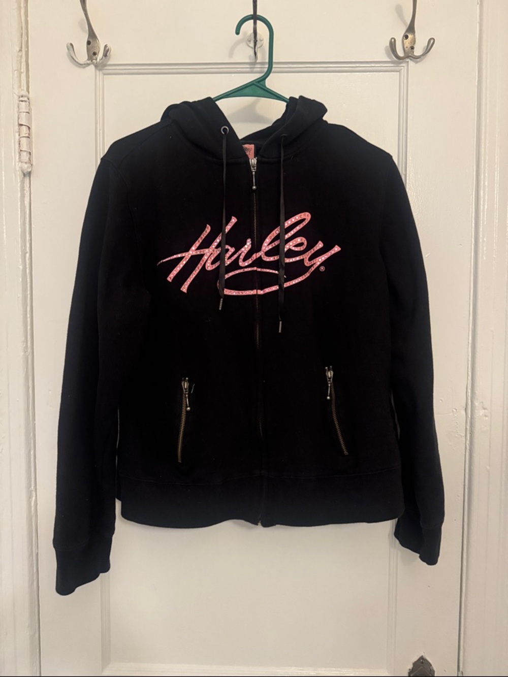 Vintage Harley Davidson Black And Pink Hoodie Size L